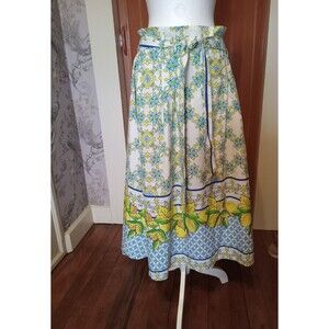 NWT    Her Destiny Long Skirt with lemons with blue and Yellow flowers Large